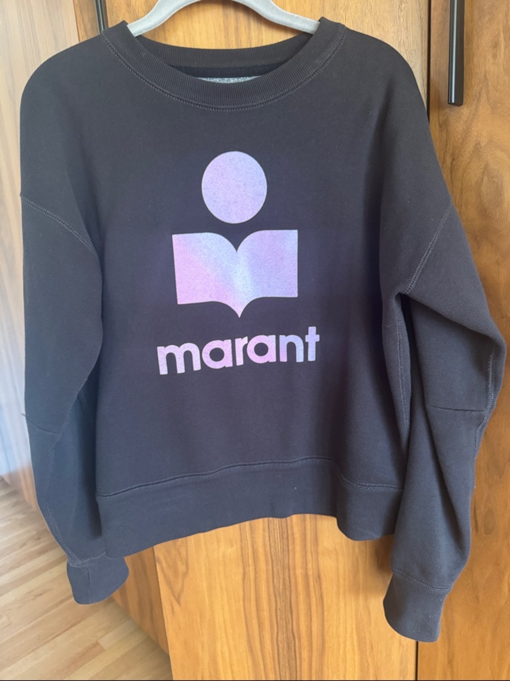 Isabel Marant Black Sweatshirt with Pink Gradient Logo